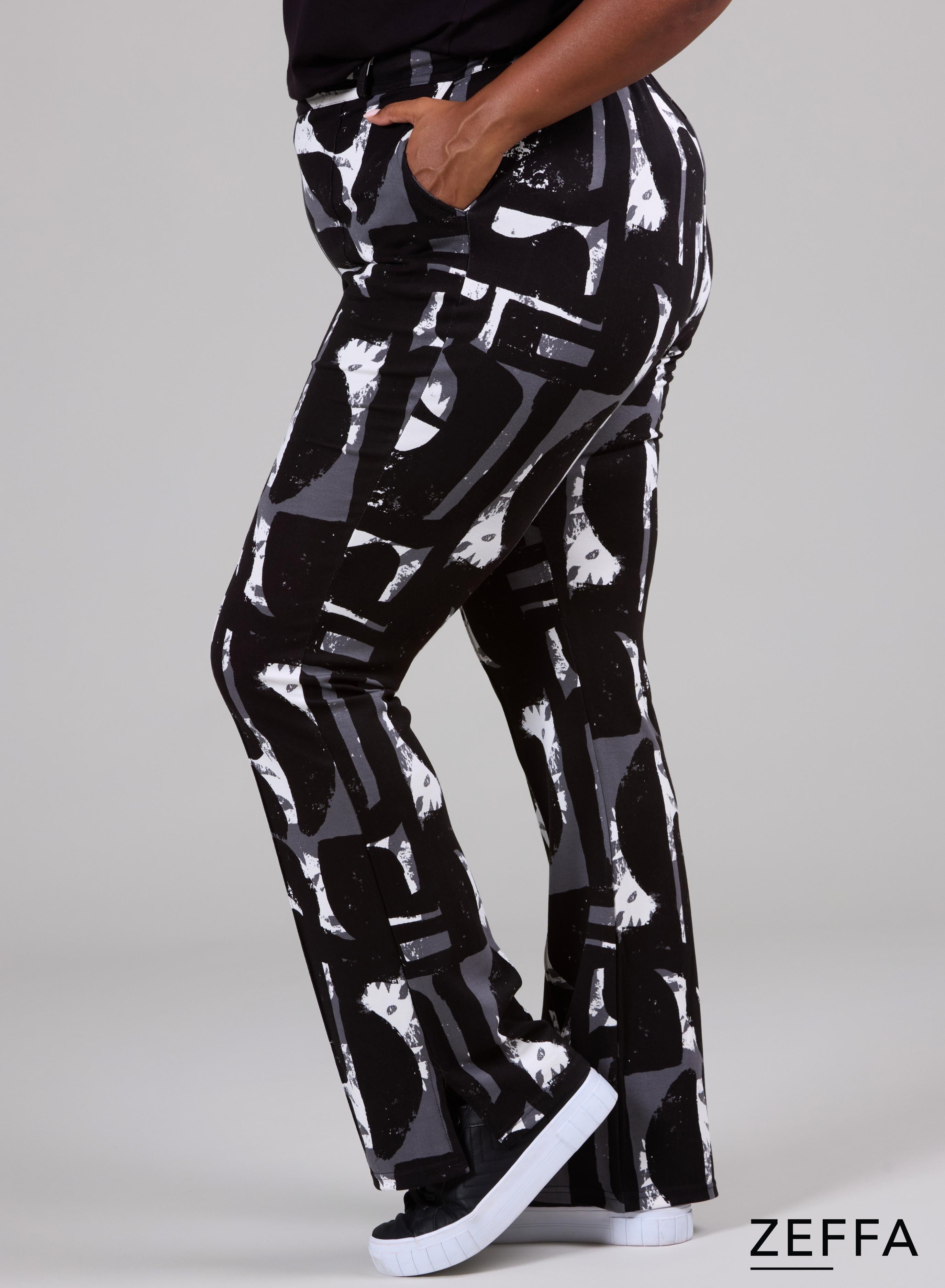 Zeffa Flared Split High Waist Trouser Artistic Shapes Black &amp; White