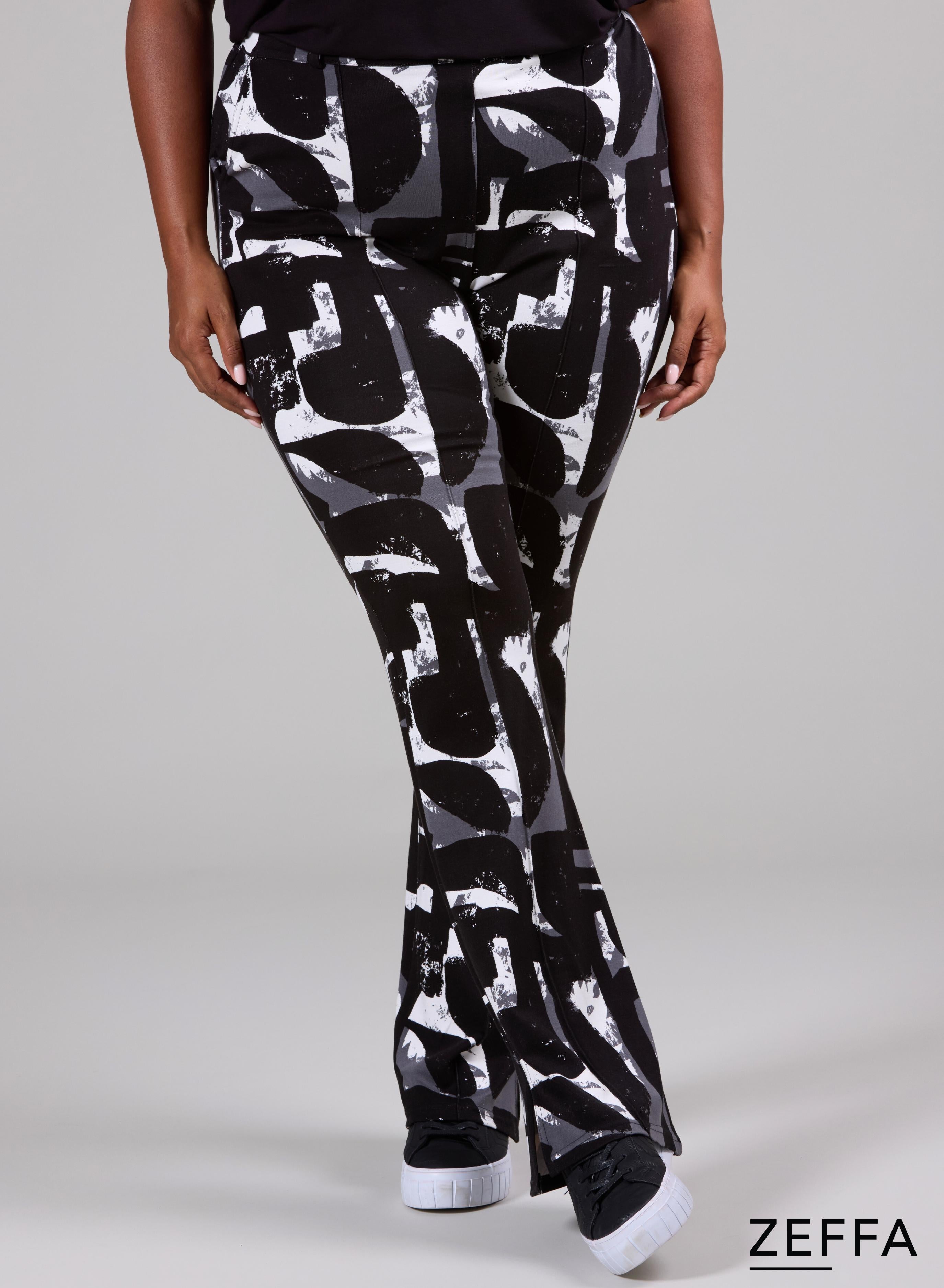 Zeffa Flared Split High Waist Trouser Artistic Shapes Black &amp; White