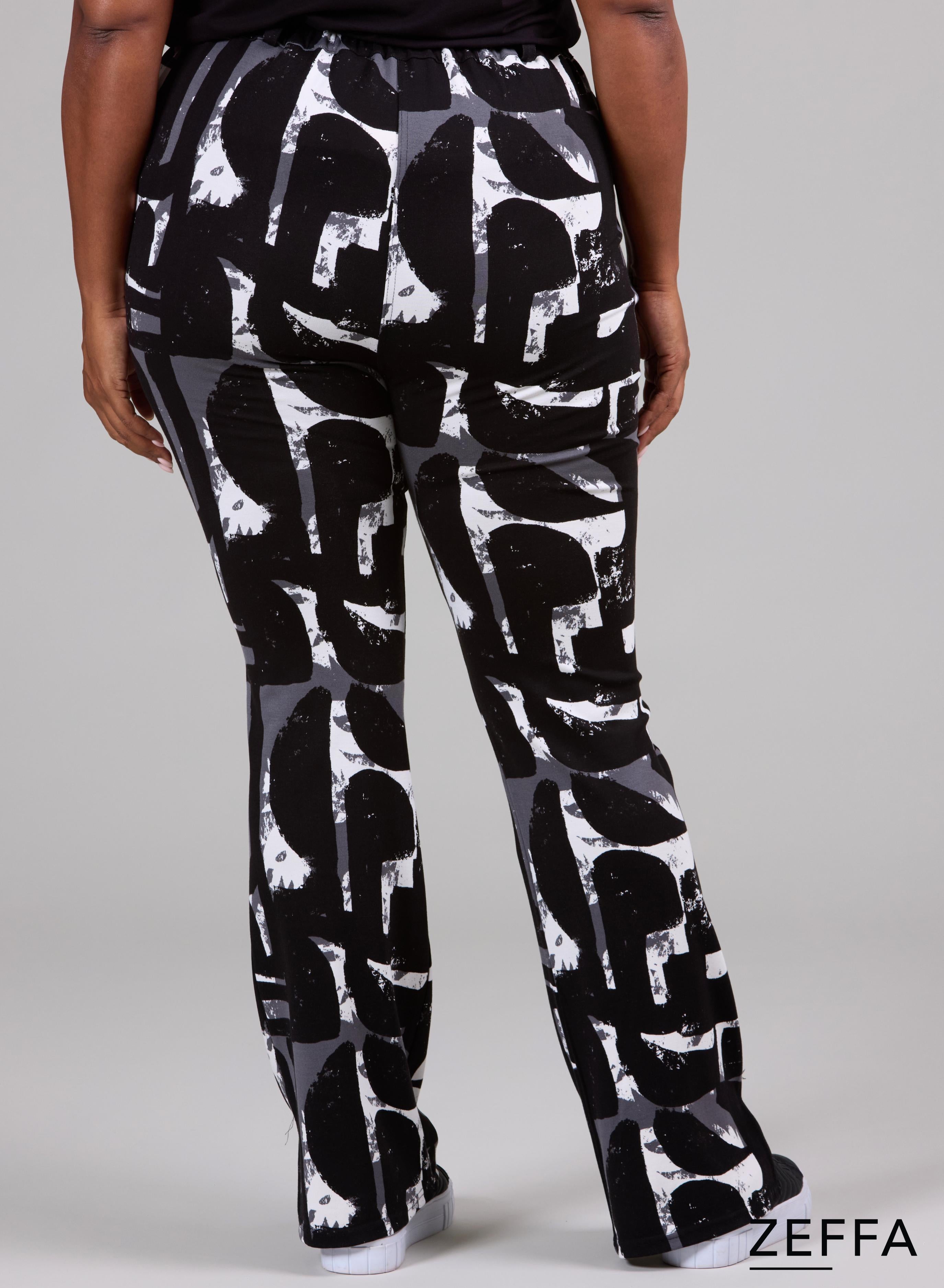 Zeffa Flared Split High Waist Trouser Artistic Shapes Black &amp; White