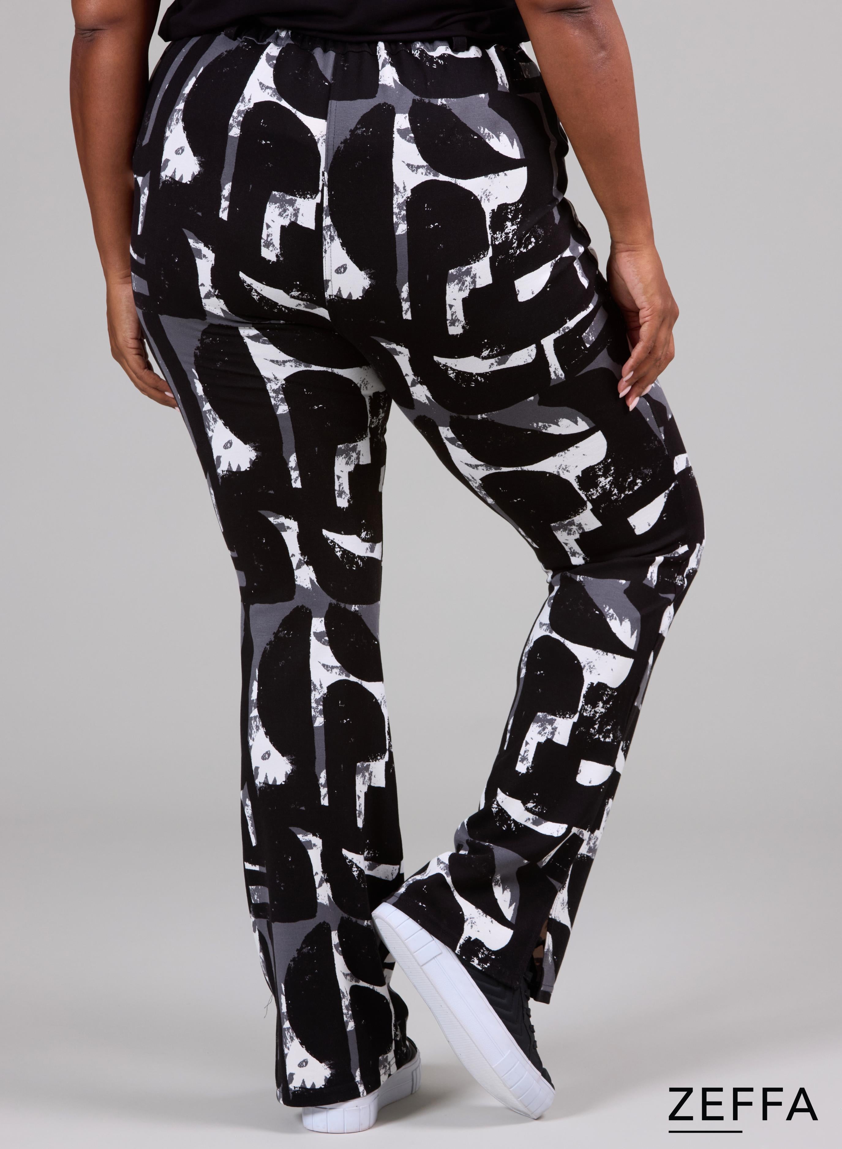 Zeffa Flared Split High Waist Trouser Artistic Shapes Black &amp; White