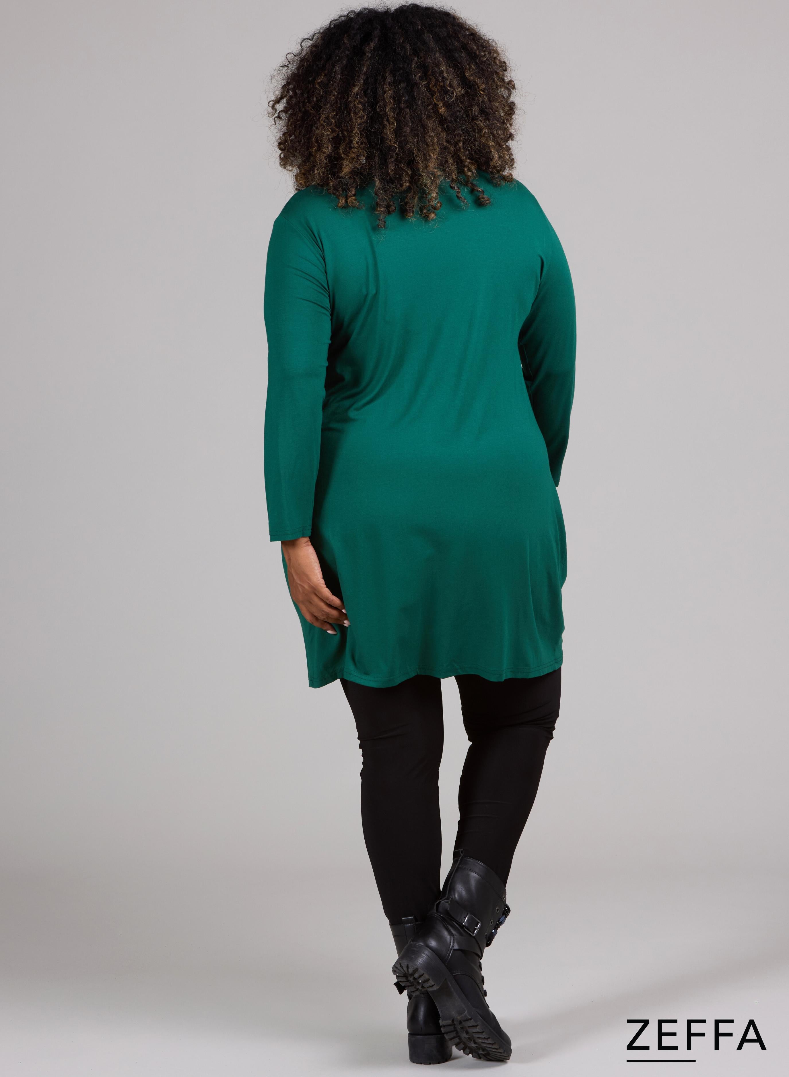 Zeffa Button Detail Tunic Bottle Green