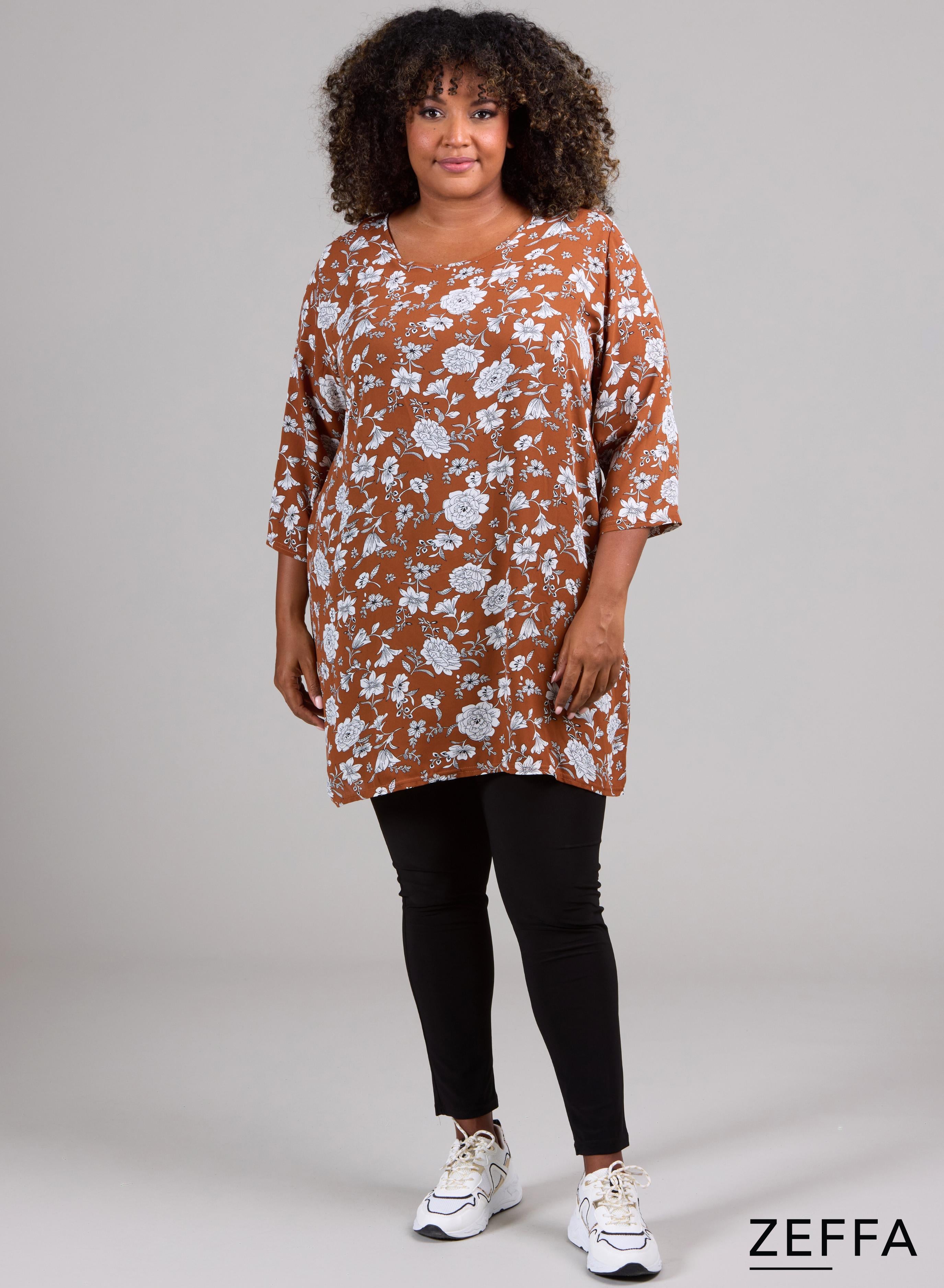 Zeffa Simple Tunic Flower Rust/Orange