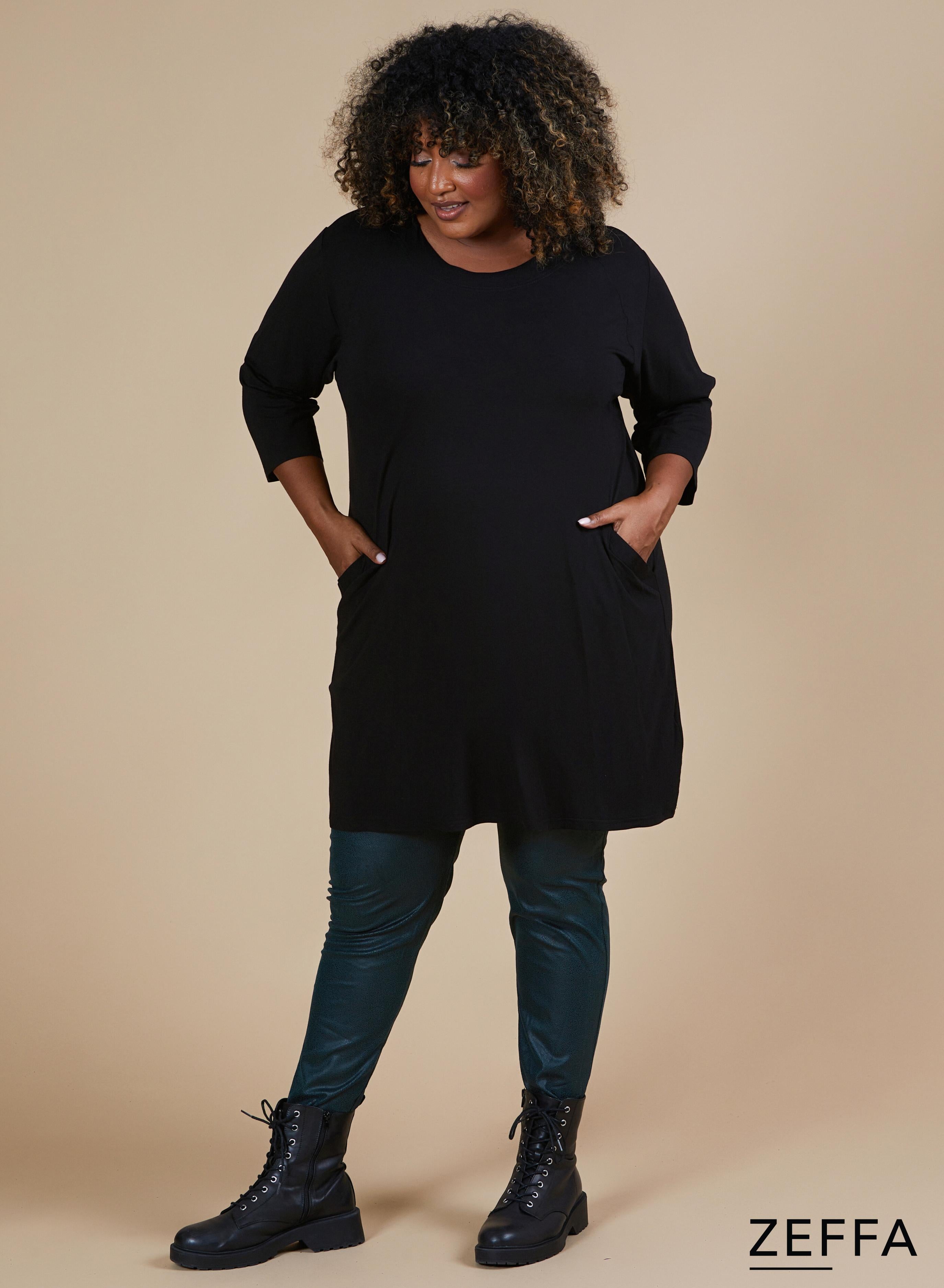 Zeffa Comfort Viscose Pocket Tunic Black