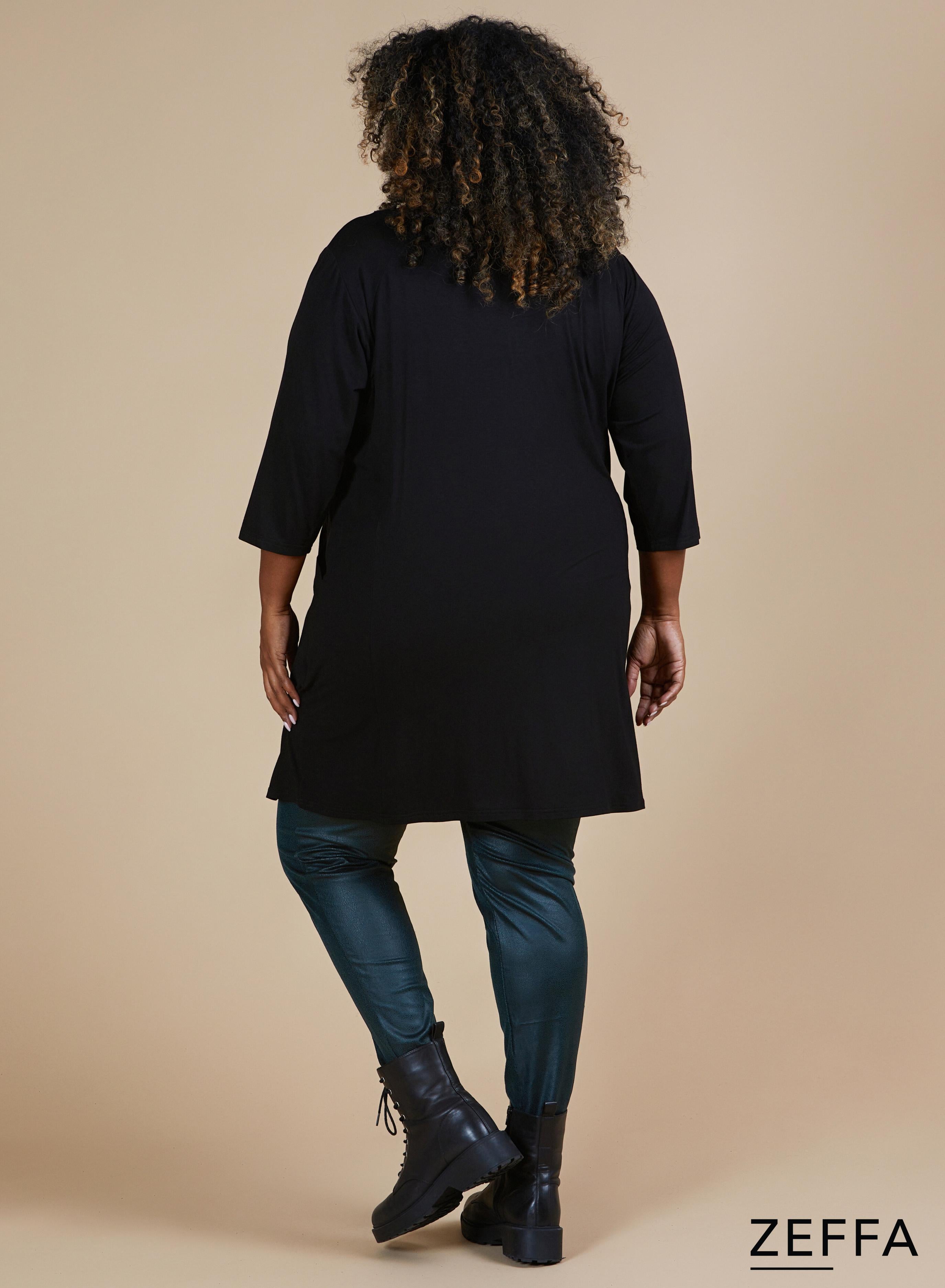 Zeffa Comfort Viscose Pocket Tunic Black