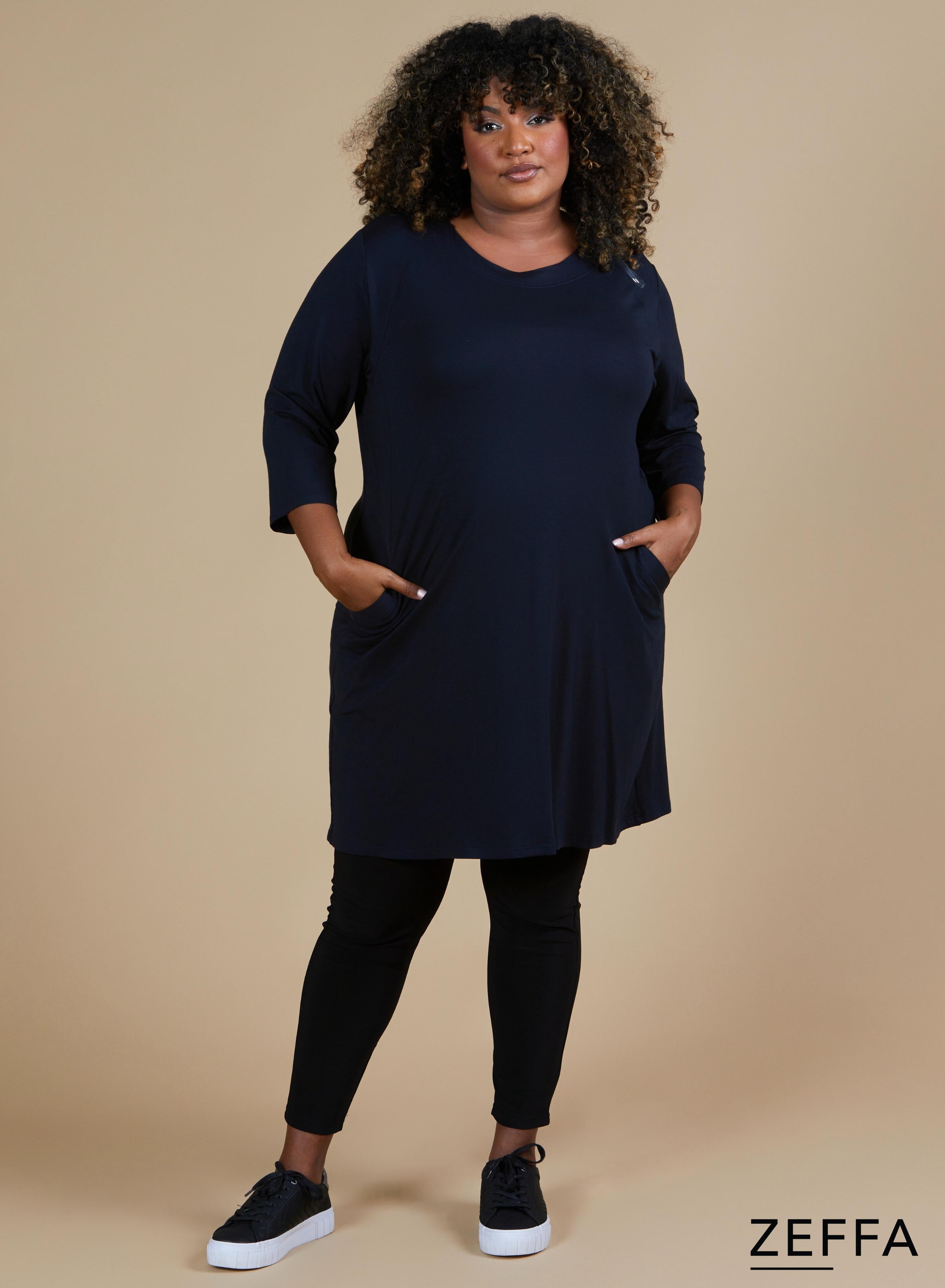 Zeffa Comfort Viscose Pocket Tunic Navy