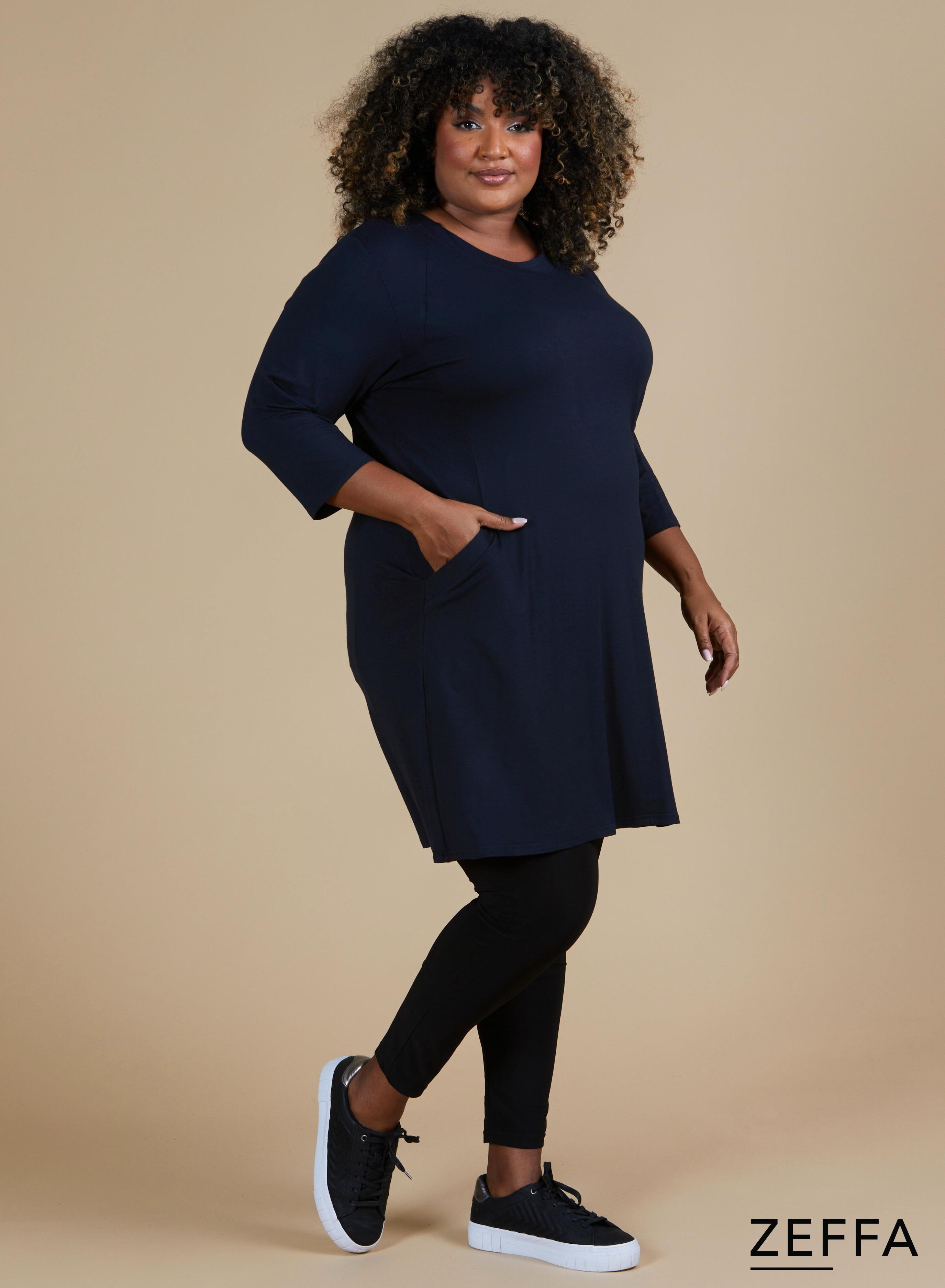 Zeffa Comfort Viscose Pocket Tunic Navy