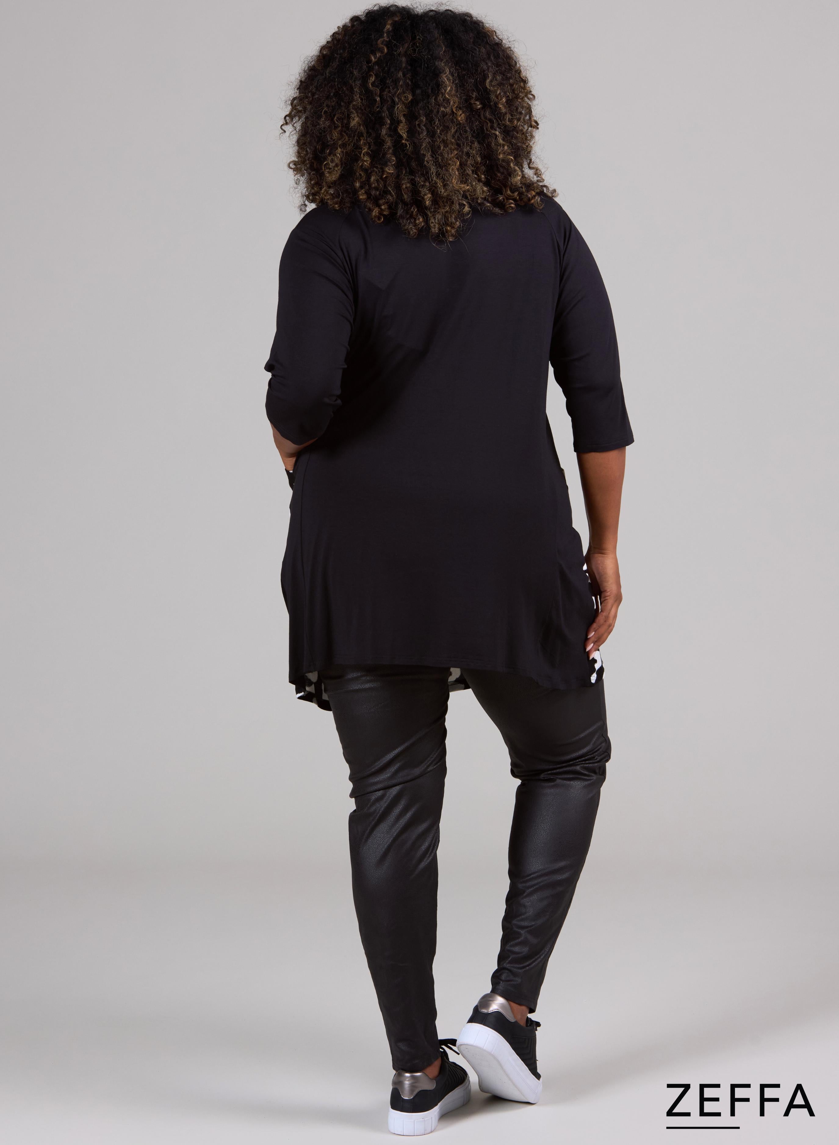 Zeffa 2tone Tunic With Pockets B/W Animal