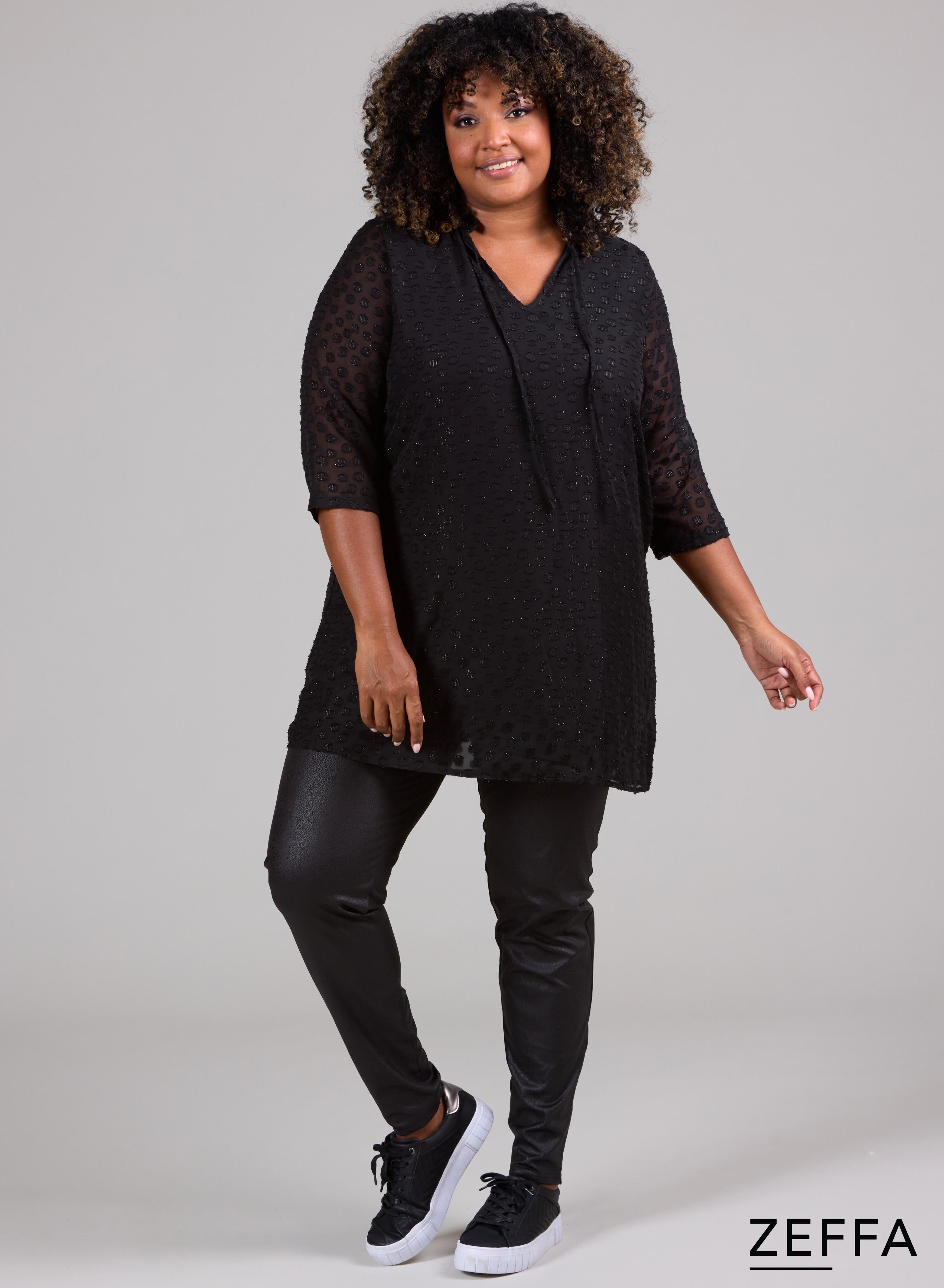 Zeffa Tunic Glitter Polka Dots Black