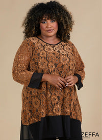 Zeffa A-line Tunic Camel Lace